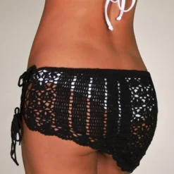 Tequila Sunset Black Mini Crochet Beach Skirt Cover Up -Doll Bikini Shop 10478 BLK 2 1 DS 1