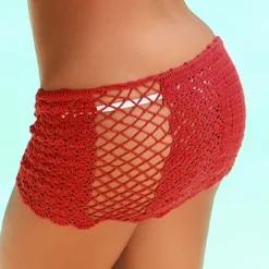 Tequila Sunset Red Mini Crochet Beach Skirt Cover Up 9 Tequila Sunset Red Mini Crochet Beach Skirt Cover Up -Doll Bikini Shop 10478 RED 2 1 DS 1
