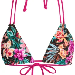 Tropical Fuchsia Double Strap Triangle Top -Doll Bikini Shop 18475 top flat front scaled