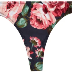 Rose Garden Print Brazilian Thong Bikini Bottoms -Doll Bikini Shop 21671 bottom flat front scaled