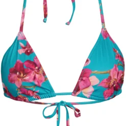 Teal Orchids Print Triangle Top -Doll Bikini Shop 21762 top flat front scaled