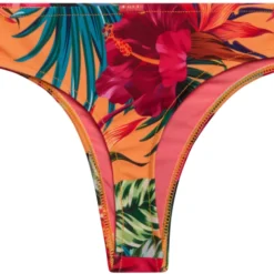 Sunset Tropical Print Banded Brazilian Thong Bikini Bottoms -Doll Bikini Shop 21814 BOT FLAT BACK2 scaled
