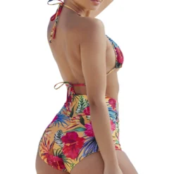 Waikiki Sunset Tropical Print High Waist Scrunch Original Bottoms -Doll Bikini Shop 22530 2