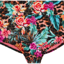 Waikiki Tropical Print High Waist Original Bikini Bottoms -Doll Bikini Shop 22550 bottom flat front scaled