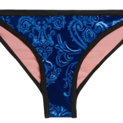 Panama Classic Royalty Blue Velvet & Black Bikini Bottom -Doll Bikini Shop 27005 BOT FLAT FRONT scaled