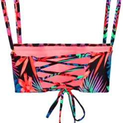 Black Tropical Bandeau Tube Top -Doll Bikini Shop 30890 TOP FLAT BACK scaled