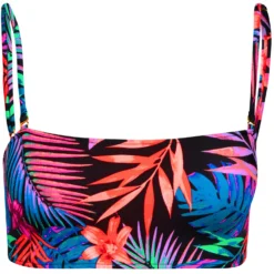 Black Tropical Bandeau Tube Top -Doll Bikini Shop 30890 TOP FLAT FRONT scaled