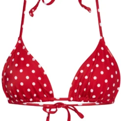 Red Polka Dot Triangle Top -Doll Bikini Shop 31127 top flat front scaled