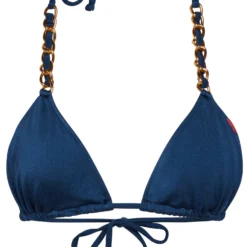 Navy Bikini On A Chain Triangle Top -Doll Bikini Shop 32869 top flat front scaled