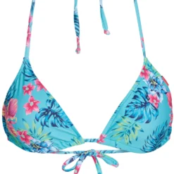 Aqua Tropical Triangle Top -Doll Bikini Shop 33014 Top flat front scaled