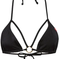 Black Double Strap Center Loop Triangle Top -Doll Bikini Shop 33189 top flat front scaled