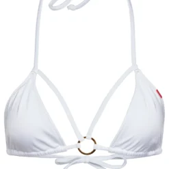 White Double Strap Center Loop Triangle Top -Doll Bikini Shop 33197 top flat front scaled