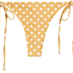 Burnt Orange Polka Dot Brazilian Thong Bottom -Doll Bikini Shop 33381 bottom flat front scaled