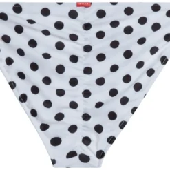 White Polka Dot Full Coverage Scrunch Bottom -Doll Bikini Shop 33508 bottom flat back scaled