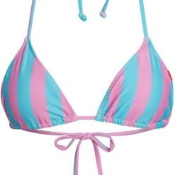 Pink & Blue Stripes Triangle Top -Doll Bikini Shop 33548 top flat front scaled