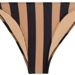 Black & Taupe Stripes Classic Scrunch Bottom -Doll Bikini Shop 33568 bottom flat front scaled