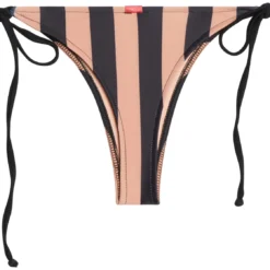 Black & Taupe Stripes Brazilian Thong Bottom -Doll Bikini Shop 33576 bottom flat back scaled