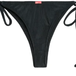 Black Ribbed Brazilian Thong Bottom -Doll Bikini Shop 33609 bottom flat back scaled