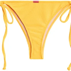 Yellow Ribbed Brazilian Thong Turnback -Doll Bikini Shop 33693 bottom flat back scaled