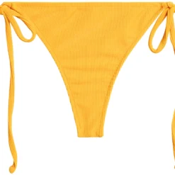 Yellow Ribbed Brazilian Thong Turnback -Doll Bikini Shop 33693 bottom flat front scaled
