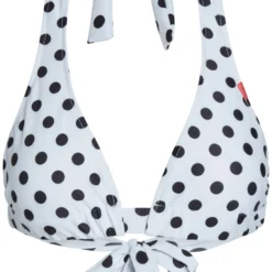 White Polka Dot Adjustable Halter Top -Doll Bikini Shop 34460 Top flat front scaled
