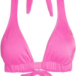 Neon Pink Adjustable Halter Top -Doll Bikini Shop 34492 Top flat front scaled