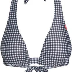Black & White Gingham Adjustable Halter Top -Doll Bikini Shop 34622 Top flat front scaled