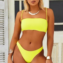 Neon Yellow Bandeau Tube Top