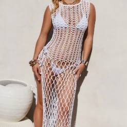 Cafe Zurich White Crochet Fishnet Beach Cover Up Dress 8 Cafe Zurich White Crochet Fishnet Beach Cover Up Dress -Doll Bikini Shop 36705 1 1 scaled