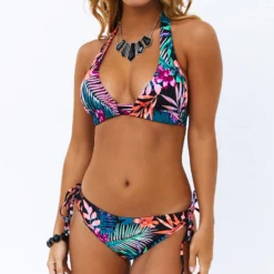Black Tropical Adjustable Halter Top -Doll Bikini Shop 68319 68536 1 scaled