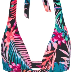 Black Tropical Adjustable Halter Top