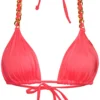 Neon Coral Triangle Bikini On A Chain Top -Doll Bikini Shop 68394 top flat front scaled