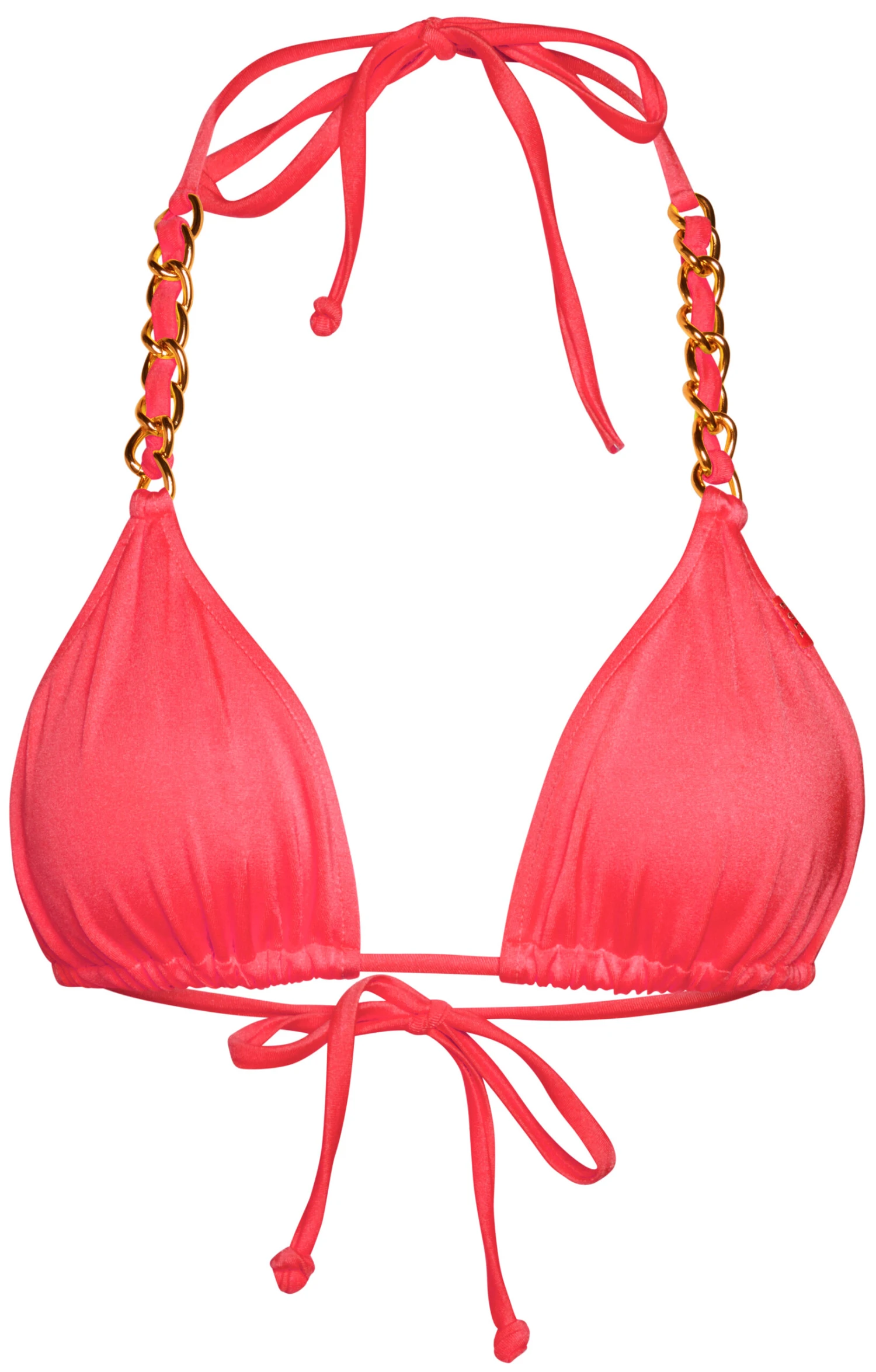 Neon Coral Triangle Bikini On A Chain Top 3 Neon Coral Triangle Bikini On A Chain Top