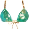 Blue Green Tie Dye Shimmer Triangle Bikini On A Chain Top -Doll Bikini Shop 68401 Top Flat Front 1356 scaled
