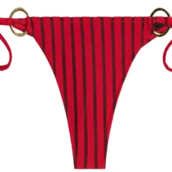 Red Sheer Obsession Brazilian Bottom W/ Gold Loop Accents -Doll Bikini Shop 68561 BOTTOM FLAT FRONT 3495 scaled