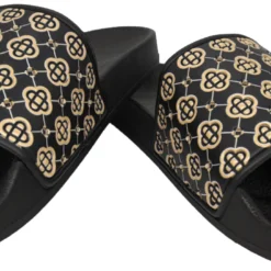 Black - DOLL Gold Logo Imprint Sandals