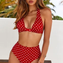 Red Polka Dot Adjustable Halter Top