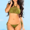 Gardenia Olive Green Crochet Micro Scrunch Bikini Bottom