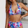 Pink Tropical Indigo High Waist Bikini Bottom -Doll Bikini Shop FS 1548992394 34627 34631 2
