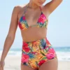 Waikiki Sunset Tropical Print High Waist Scrunch Original Bottoms 1 Waikiki Sunset Tropical Print High Waist Scrunch Original Bottoms -Doll Bikini Shop TA 1491514059 22530 1