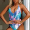 Lolita Blue Pink Tie Dye Shimmer V Neck Halter One Piece Swimsuit 2 Lolita Blue Pink Tie Dye Shimmer V Neck Halter One Piece Swimsuit -Doll Bikini Shop UC 1521585762 27623 1