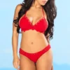 Lotus Red Crochet Double Strap Scrunch Bikini Bottom